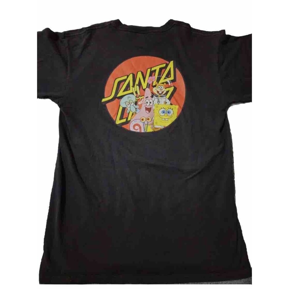 Santa Cruz x Spongebob Casual Graphic Tee Med Black Nickelodeon Skateboard 2019